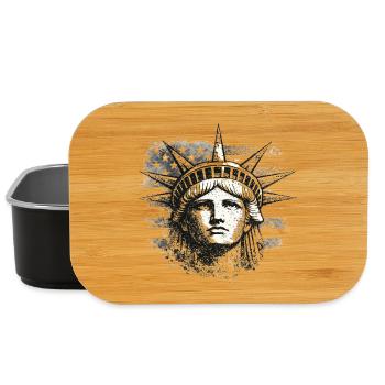 Statue de la Liberté avec drapeau américain - Boîte à goûter - noir - Devant