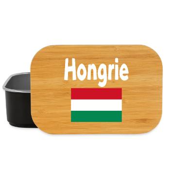 Hungary Flag and word Hungary - Lunch Box - black - Front