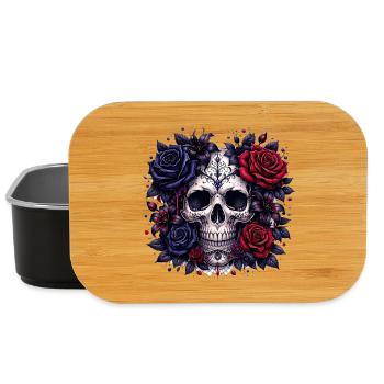 Crâne gothique avec des roses - Boîte à goûter - noir - Devant