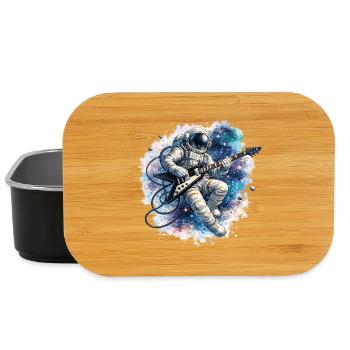 Astronaut Guitar in Space Watercolor - Lunch Box - black - Front