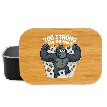 Bouldern Shirt lustig – Gorilla „Too Strong“ - Lunch Box - Schwarz - Vorne