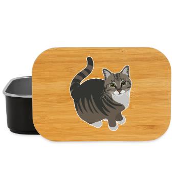 Chat tigré aux pattes blanches - Boîte à goûter - noir - Devant