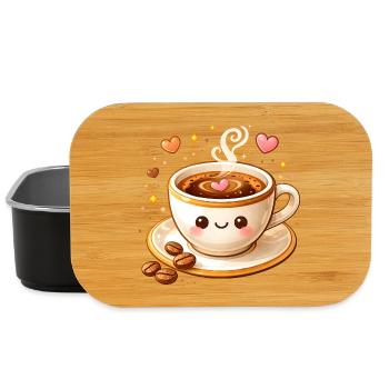 Süße Kaffee Tasse mit Gesicht Illustration  - Lunch Box - Schwarz - Vorne