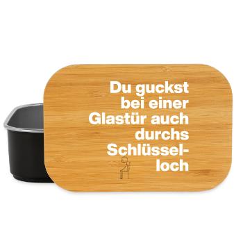 GLASTÜR AUCH DURCHS SCHLÜSSELLOCH GUCKEN, DUMM - Lunch Box - Schwarz - Vorne