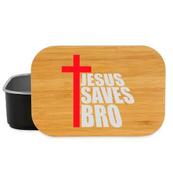 Jésus sauve un frère Dicton religieux drôle Logo de la foi - Boîte à goûter - noir - Devant