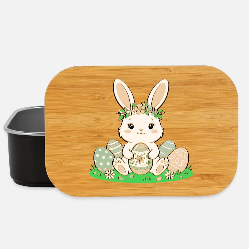 Osterhäschen mit Blütenkranz - Lunch Box - Schwarz