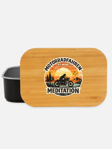 Motorrad Meditation Sonnenuntergang - Lunch Box - Schwarz