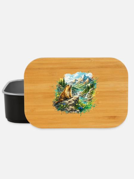 Marmot forest landscape - Lunch Box - black