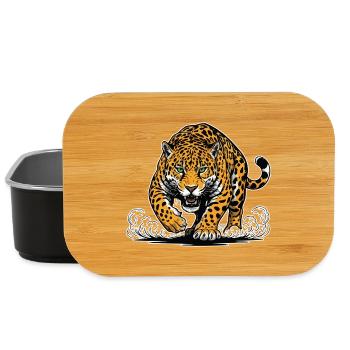 Jaguar Leopard Attack Water Mascot Predator - Lunch Box - black - Front