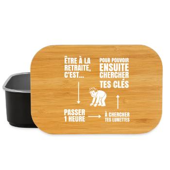 À la Retraite Avec ou Sans Lunettes (texte blanc) - Boîte à goûter - noir - Devant