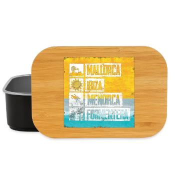 Balearic Islands Retro Stamp - Lunch Box - black - Front