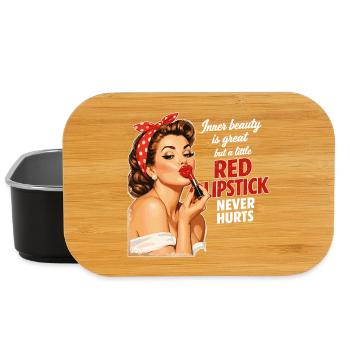 Pin-Up Girl Rétro Design : rouge à lèvres rouge - Boîte à goûter - noir - Devant