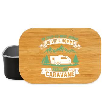 un vieil homme avec une caravane  - Boîte à goûter - noir - Devant