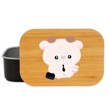 Kawaii-Kuh im Gleichstand mit Kaffee - Lunch Box - Schwarz - Vorne