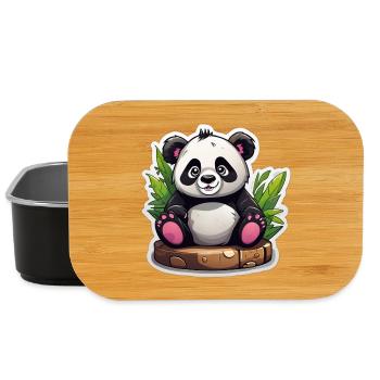 Cartoon-Panda sitzt auf Bambus - Lunch Box - Schwarz - Vorne
