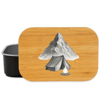 Mountain tent by the fire - Lunch Box - black - Front