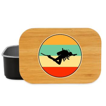 Retro Scuba Diver Silhouette Vintage Sunset - Lunch Box - black - Front