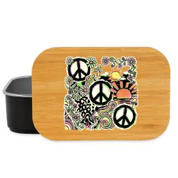 Peace Hippie Flower Stop The War - Lunch Box - Schwarz - Vorne