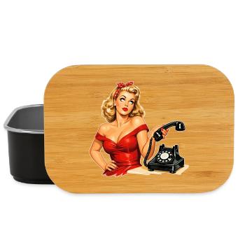 Genervtes Pin-up Girl: Retro-Grafik am Telefon - Lunch Box - Schwarz - Vorne