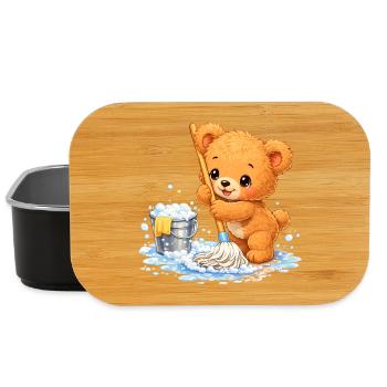 Nettoyage d’ours de chemise d’enfants Nettoyage de printemps mignon - Boîte à goûter - noir - Devant