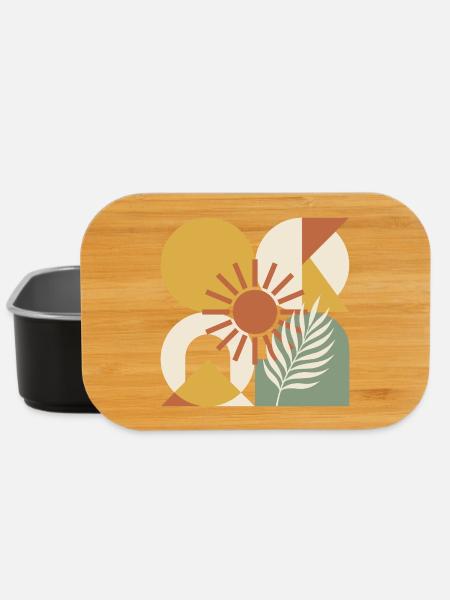 Boho Abstract Geometric Botanical Sunburst - Lunch Box - black