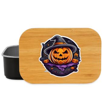Pumpkin Witch Halloween Cartoon - Lunch Box - black - Front