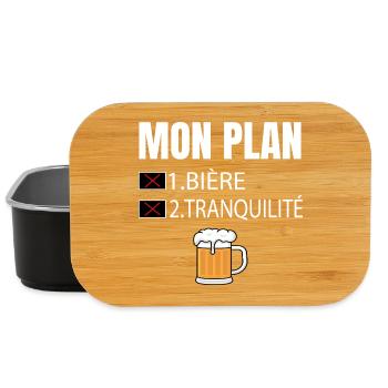 Mon Plan Bière et Tranquillité Humour - Boîte à goûter - noir - Devant