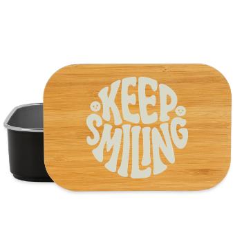Keep Smiling Bold Typography Positive Quote - Lunch Box - black - Front