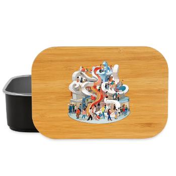 Colorful multi-stick slide full of people - Lunch Box - black - Front