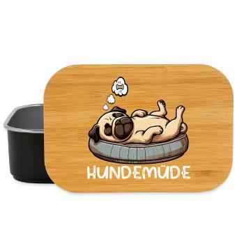 Hundemüde Mops Möpse Mopsbesitzer Mopsliebhaber  - Lunch Box - Schwarz - Vorne