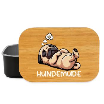 Hundemüde Mops Möpse Mopsbesitzer Mopsliebhaber  - Lunch Box - Schwarz - Vorne