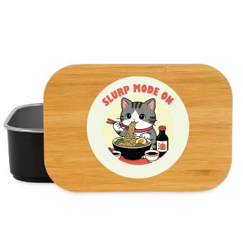 Kitten eating Ramen Slurp mode - Lunch Box - black - Front
