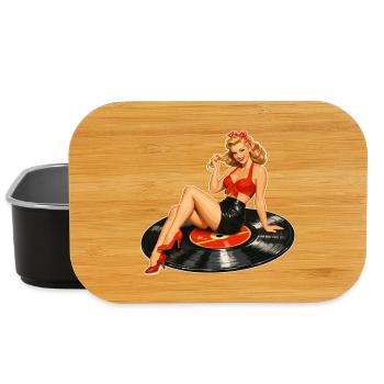 Pin-Up vintage sur vinyle : vinyle rétro - Boîte à goûter - noir - Devant