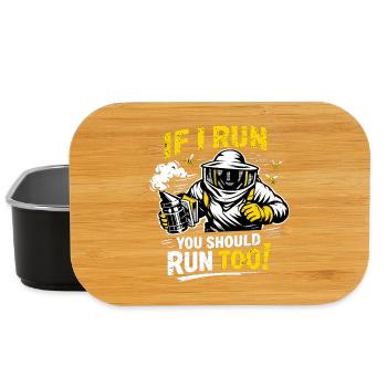 Imker If I run you should run too! Lustiger Spruch - Lunch Box - Schwarz - Vorne