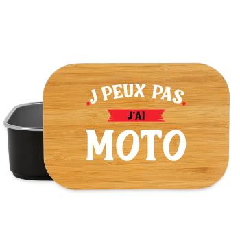 Cadeau homme T shirt homme j'peux pas j'ai moto ‏ - Boîte à goûter - noir - Devant