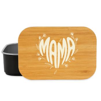Mama Blütenherz Typografie - Lunch Box - Schwarz - Vorne