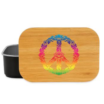 Peace Zeichen Blumen Floral Boho Style - Lunch Box - Schwarz - Vorne