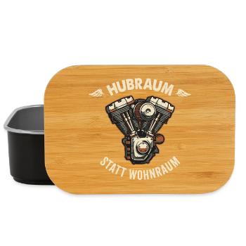 Hubraum statt Wohnraum - Retro Biker Spruch - Lunch Box - Schwarz - Vorne