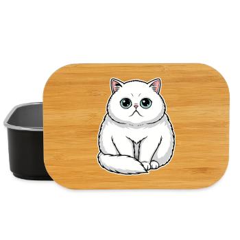 Chat Persan Blanc Yeux Émeraude Portrait Premium - Boîte à goûter - noir - Devant