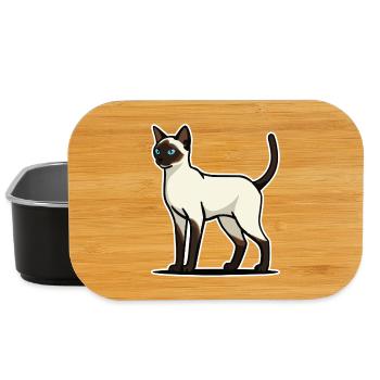 Elegant Siamese Cat Blue Eyes Retro Portrait - Lunch Box - black - Front