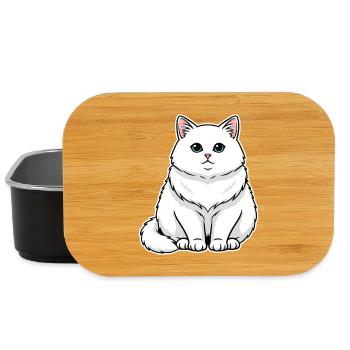White Cat Fluffy Blue Eyes Majestic Portrait - Lunch Box - black - Front
