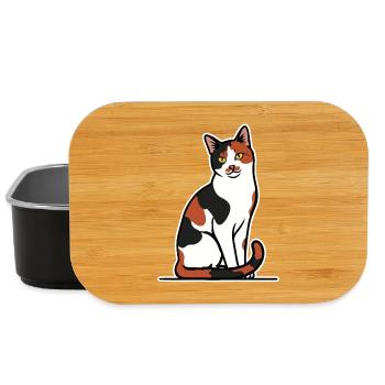 Trikolore Calico Katze Sitz Porträt Süße - Lunch Box - Schwarz - Vorne
