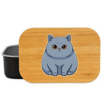 Blue Shorthair British Cat Cute Round Portrait - Lunch Box - black - Front