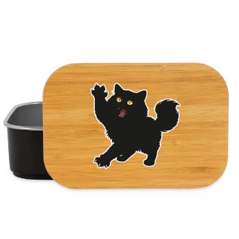 Black Kitten Fluffy Long Haired Fun Portrait - Lunch Box - black - Front