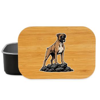 Boxerhund auf Felsenporträt Mächtiger Adliger - Lunch Box - Schwarz - Vorne