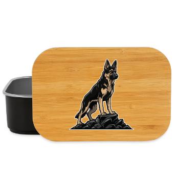 German Shepherd Dog on Rock Guardian Portrait - Lunch Box - black - Front