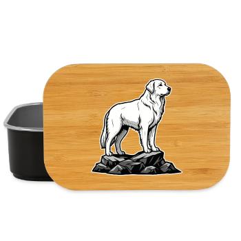 Dog Pyrenean Mountain Patou on Rock - Lunch Box - black - Front