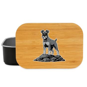 Schnauzerhund auf Felsen – stolzes Bartporträt - Lunch Box - Schwarz - Vorne