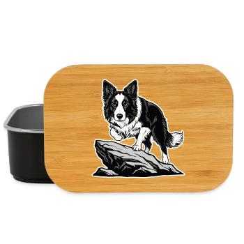 Hund Border Collie auf Rock Portrait Agility - Lunch Box - Schwarz - Vorne