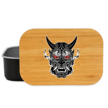 Masque Oni Japan démon gothique noir blanc - Boîte à goûter - noir - Devant